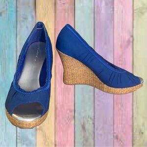 Charlotte Russe Blue Open Toe Wedge Heel Shoes